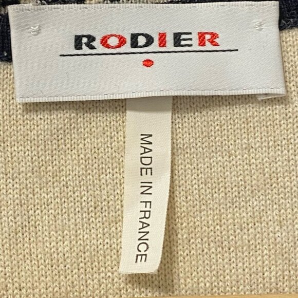 Rodier Paris Wool Knit Cardigan Black & Cream – Made in France – Size M - Picture 9 of 10